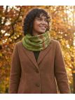 Écharpe Jacquard Laine & Acrylique Vert Kaki - Motifs Ethniques