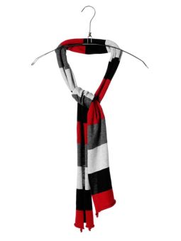 LASSO2 ECHARPE RAYEE GRIS/ROUGE/NOIR