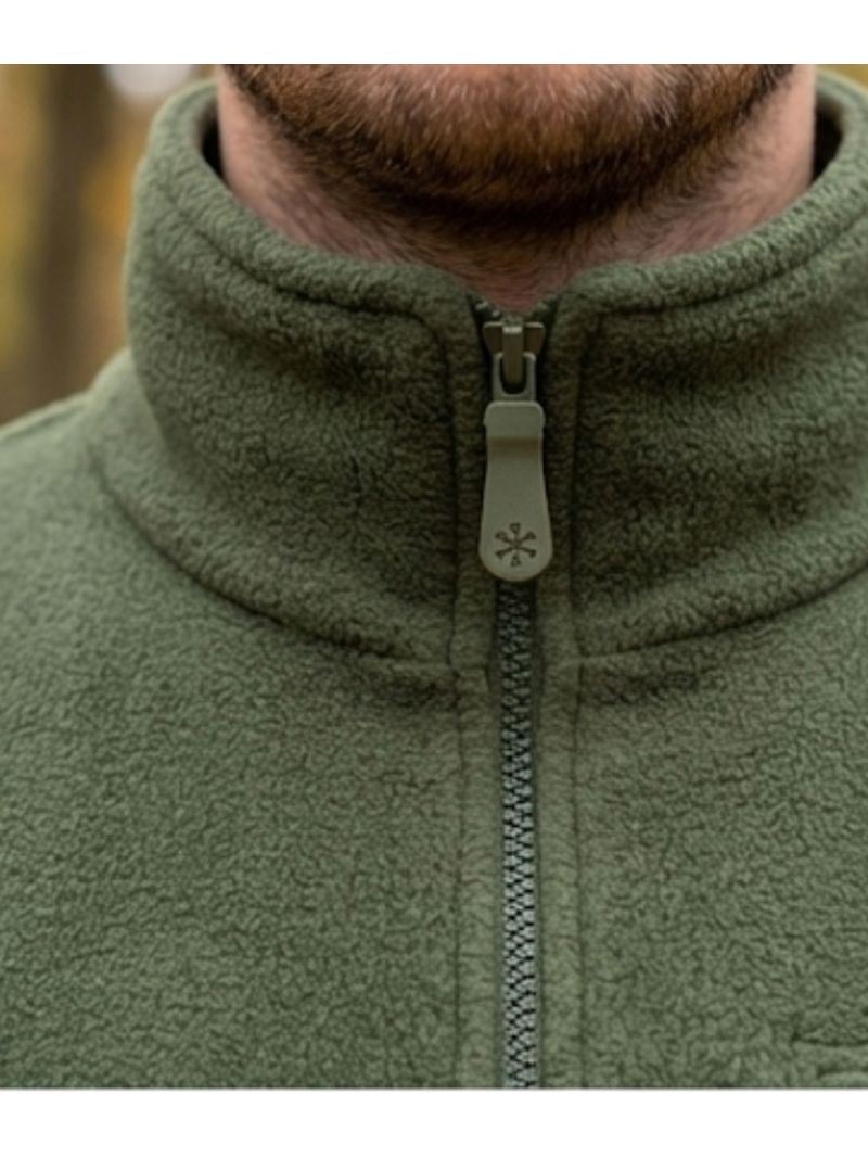 Veste Polaire Doublée Kaki – Intérieur Matelassé et Anti-Boulochage