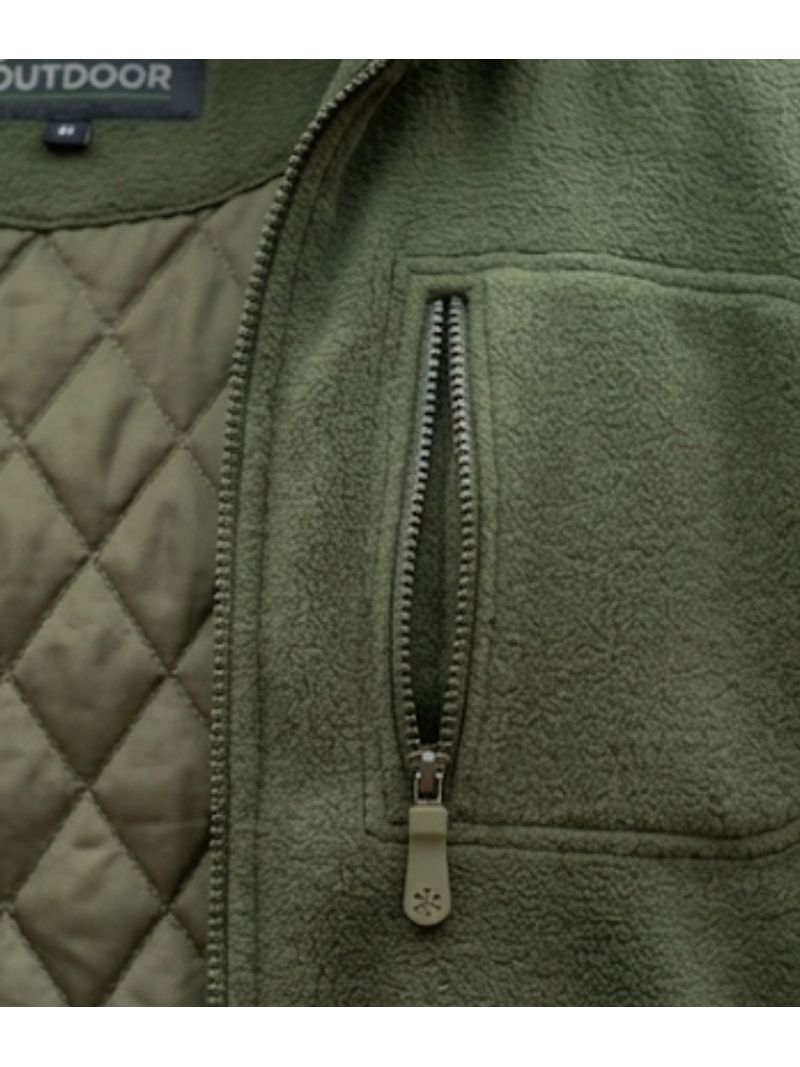 Veste Polaire Doublée Kaki – Intérieur Matelassé et Anti-Boulochage