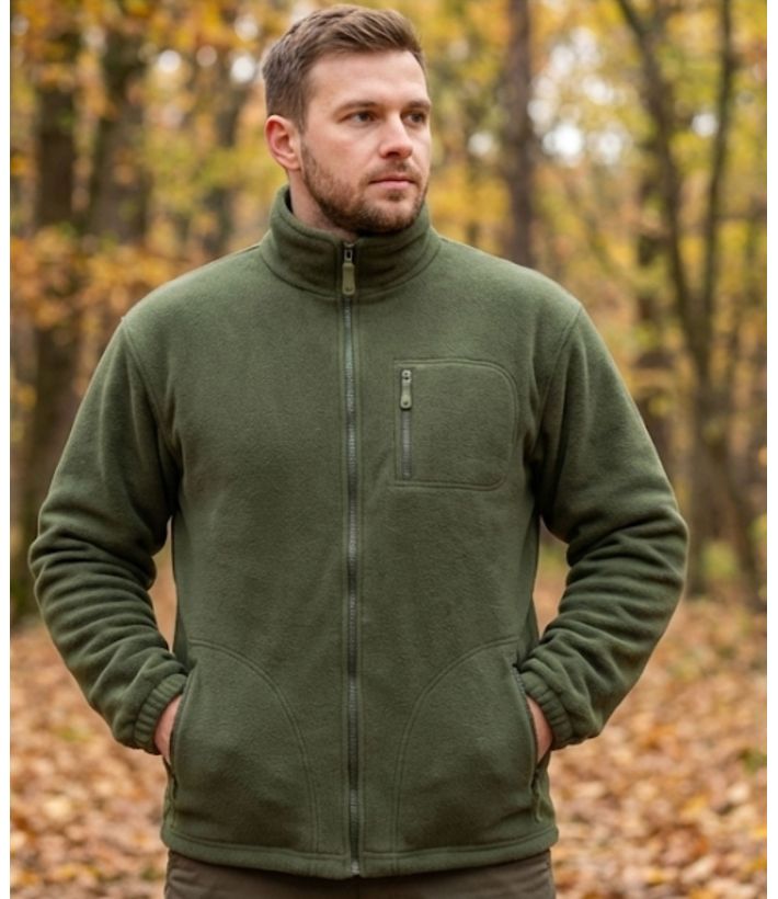 Veste Polaire Doublée Kaki – Intérieur Matelassé et Anti-Boulochage