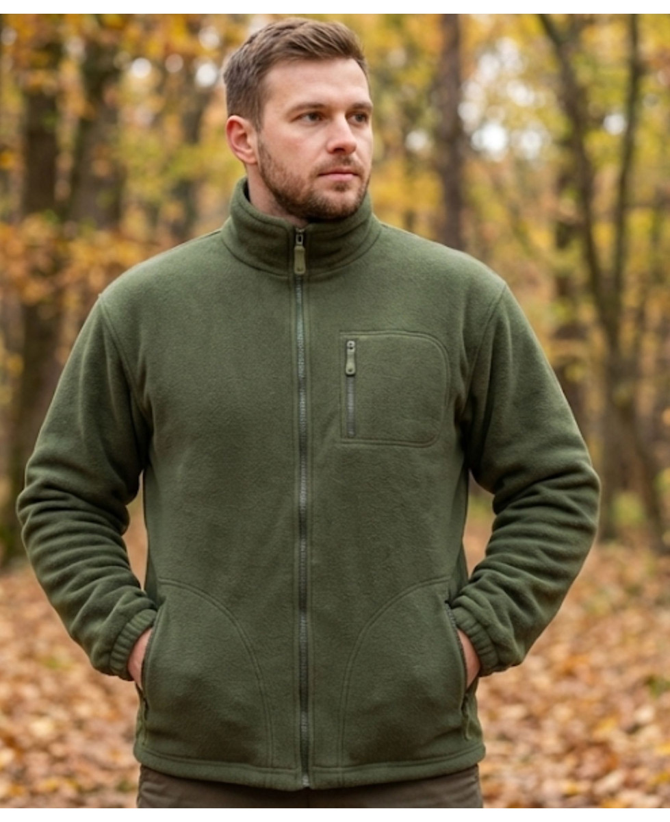 Veste Polaire Doublée Kaki – Intérieur Matelassé et Anti-Boulochage