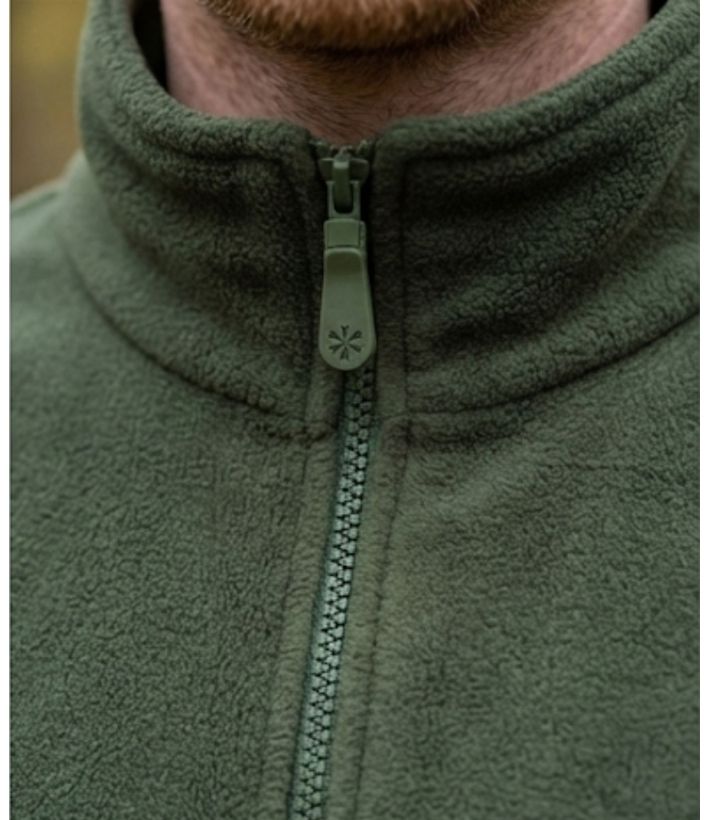 Veste Polaire Kaki Anti-Boulochage – Col Montant & Zippée