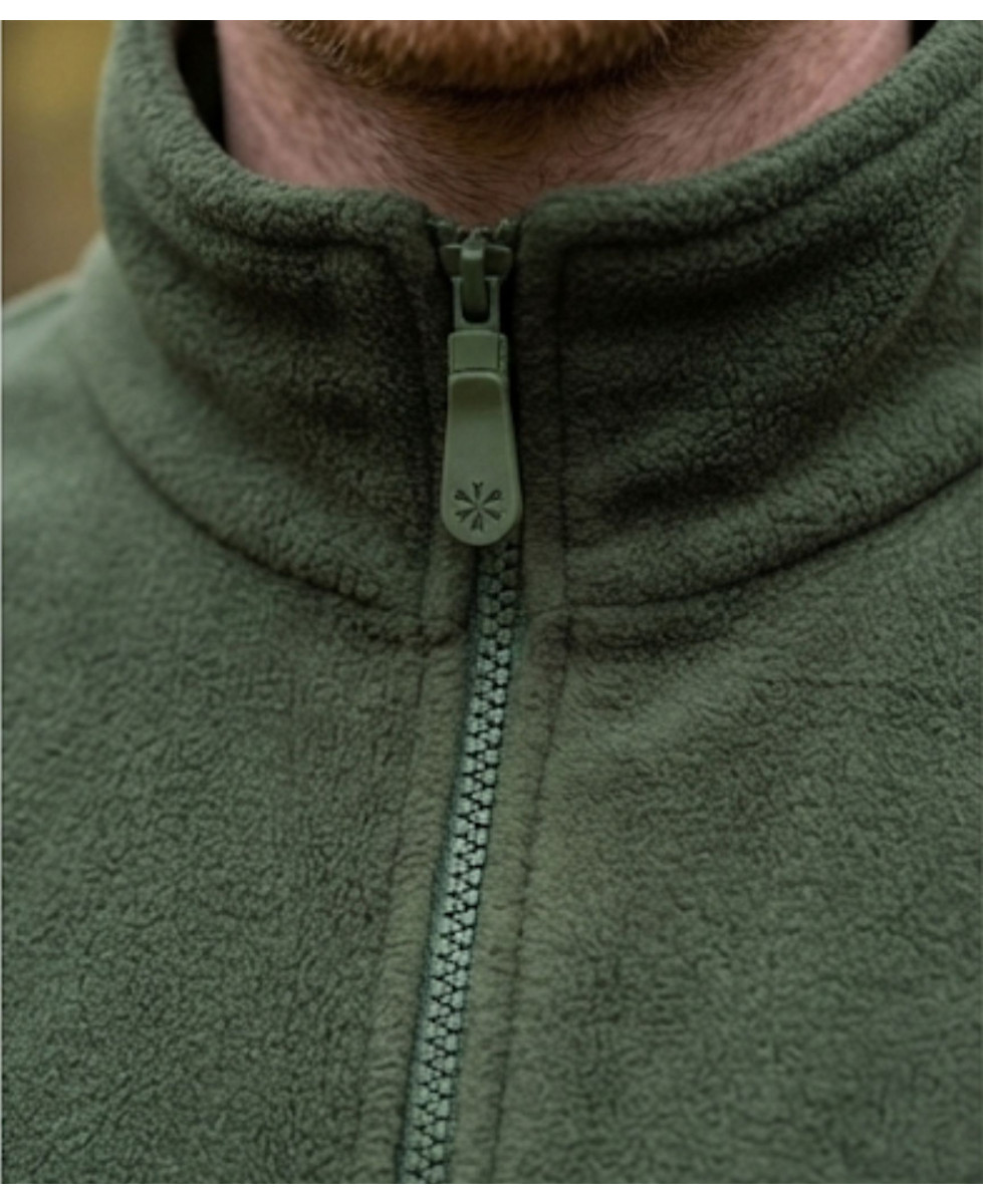 Veste Polaire Kaki Anti-Boulochage – Col Montant & Zippée