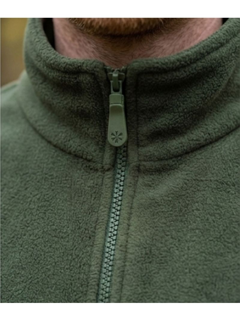 Veste Polaire Kaki Anti-Boulochage – Col Montant & Zippée