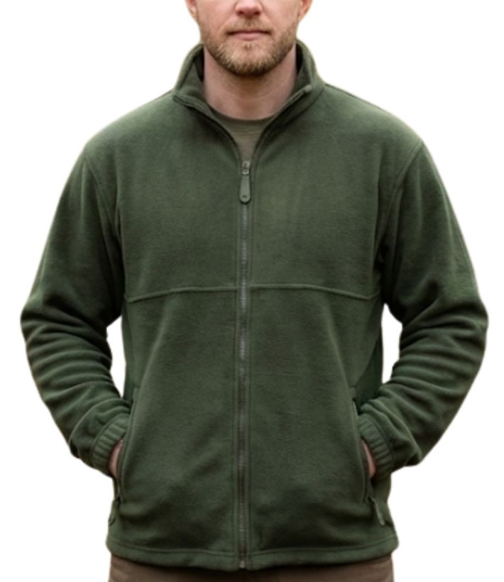 Veste Polaire Kaki Anti-Boulochage – Col Montant & Zippée