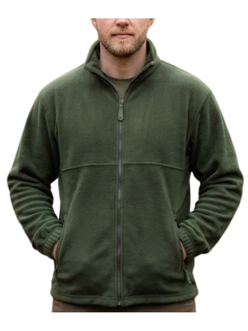 Veste Polaire Kaki Anti-Boulochage – Col Montant & Zippée
