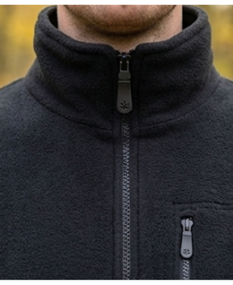 Veste Polaire Noire Doublée – Intérieur Matelassé & Anti-Boulochage