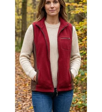 Gilet Zippé Couleur Sangria & Col Bi-Couleur – Confort Polyester