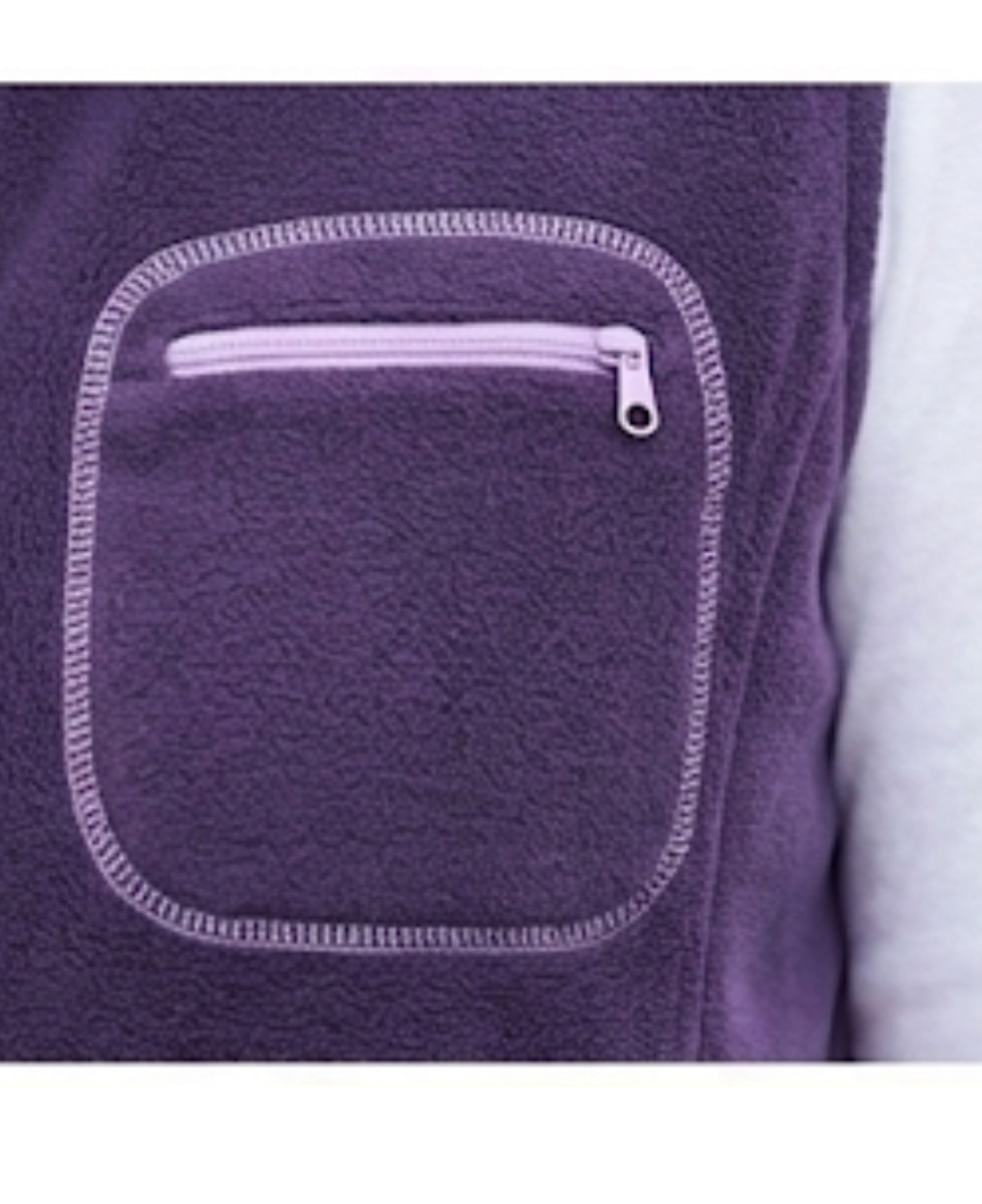 Gilet Zippé Prune à Col Bi-Couleur – Confort & Style Intemporel