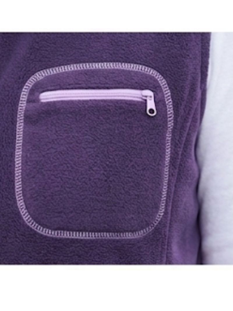 Gilet Zippé Prune à Col Bi-Couleur – Confort & Style Intemporel