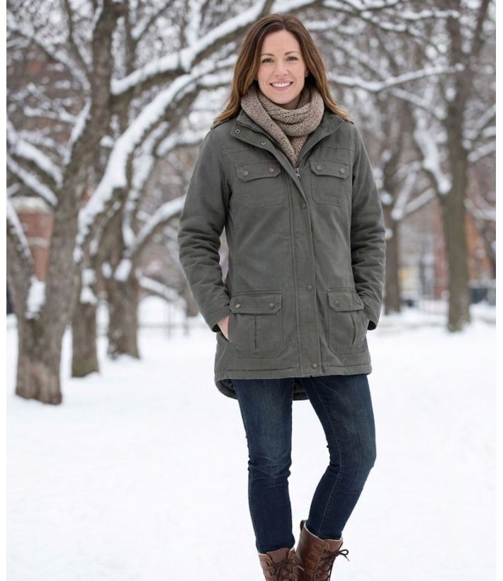 Parka Femme Doublée Grise en Coton Twill – Modèle NEPAL2