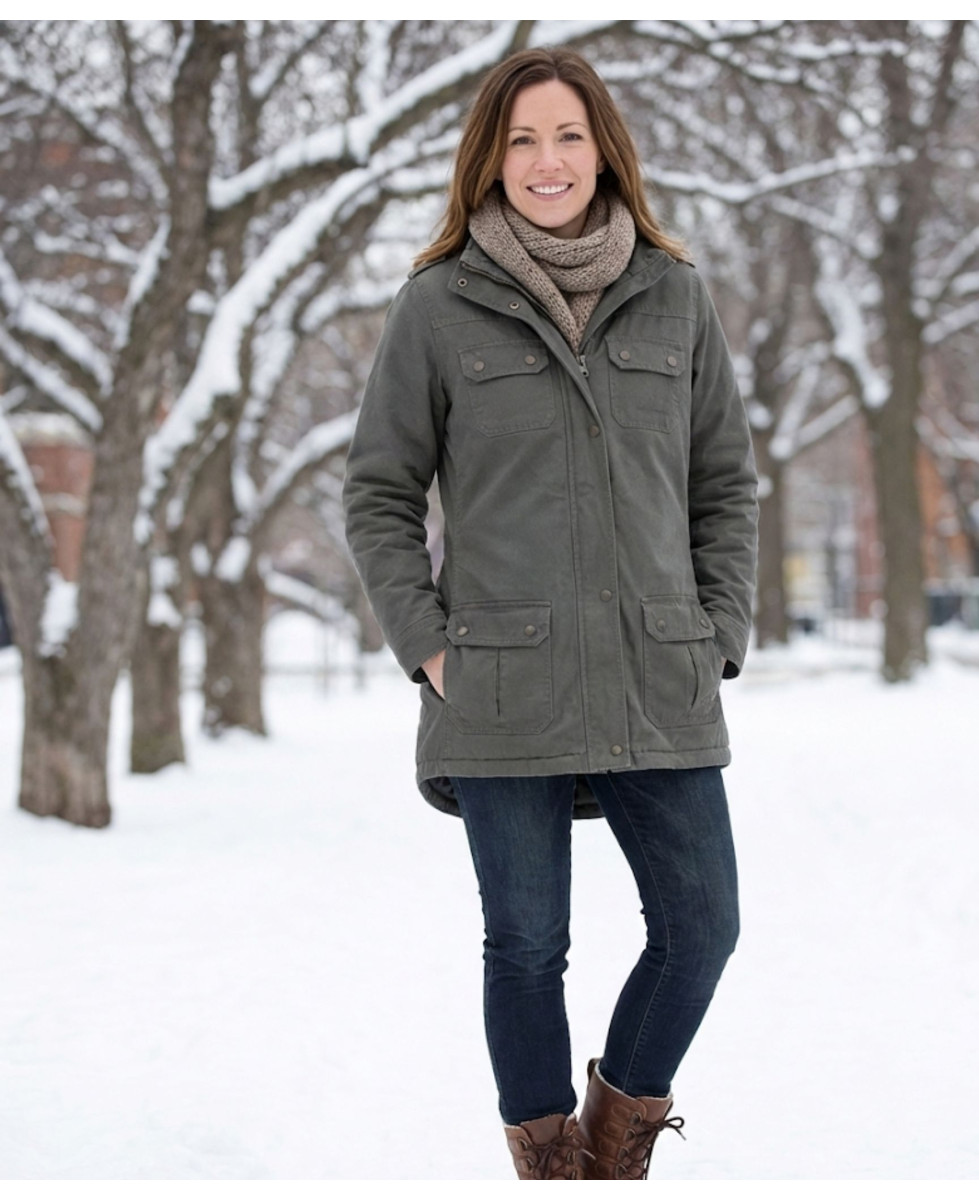 Parka Femme Doublée Grise en Coton Twill – Modèle NEPAL2