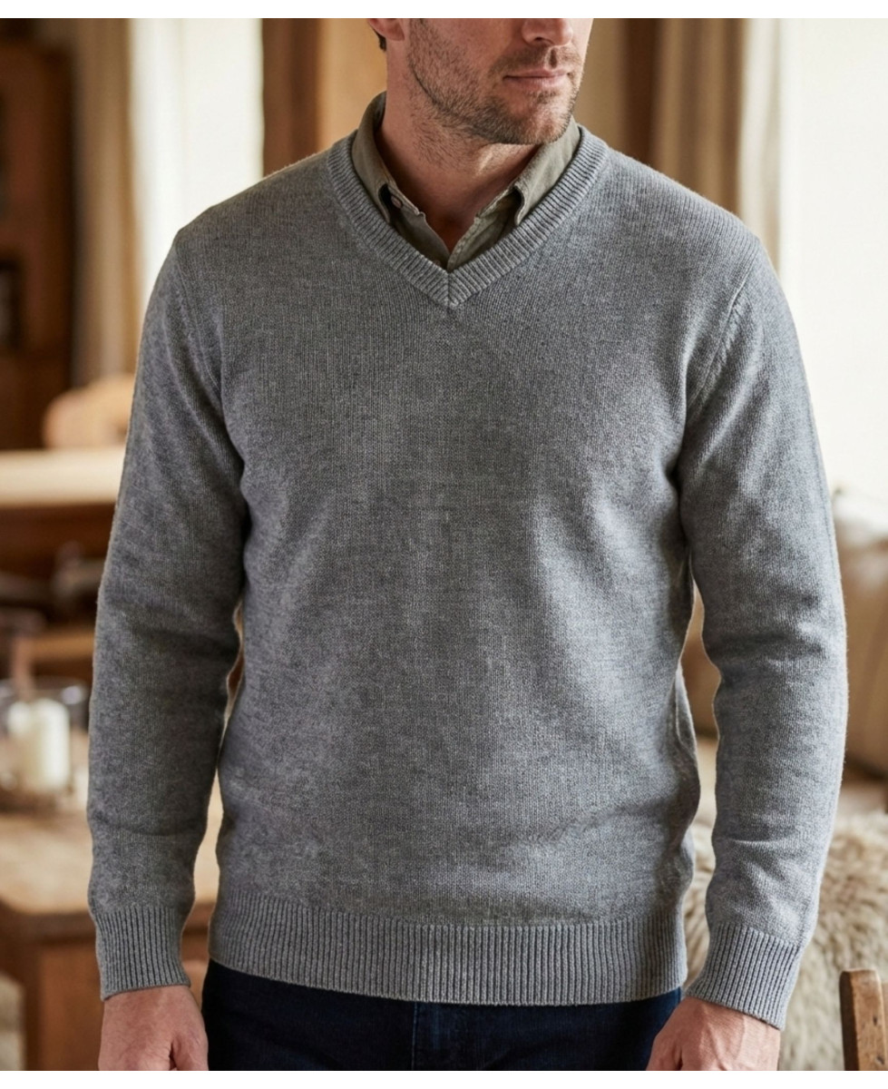 Pull col V avec laine PUL2004A