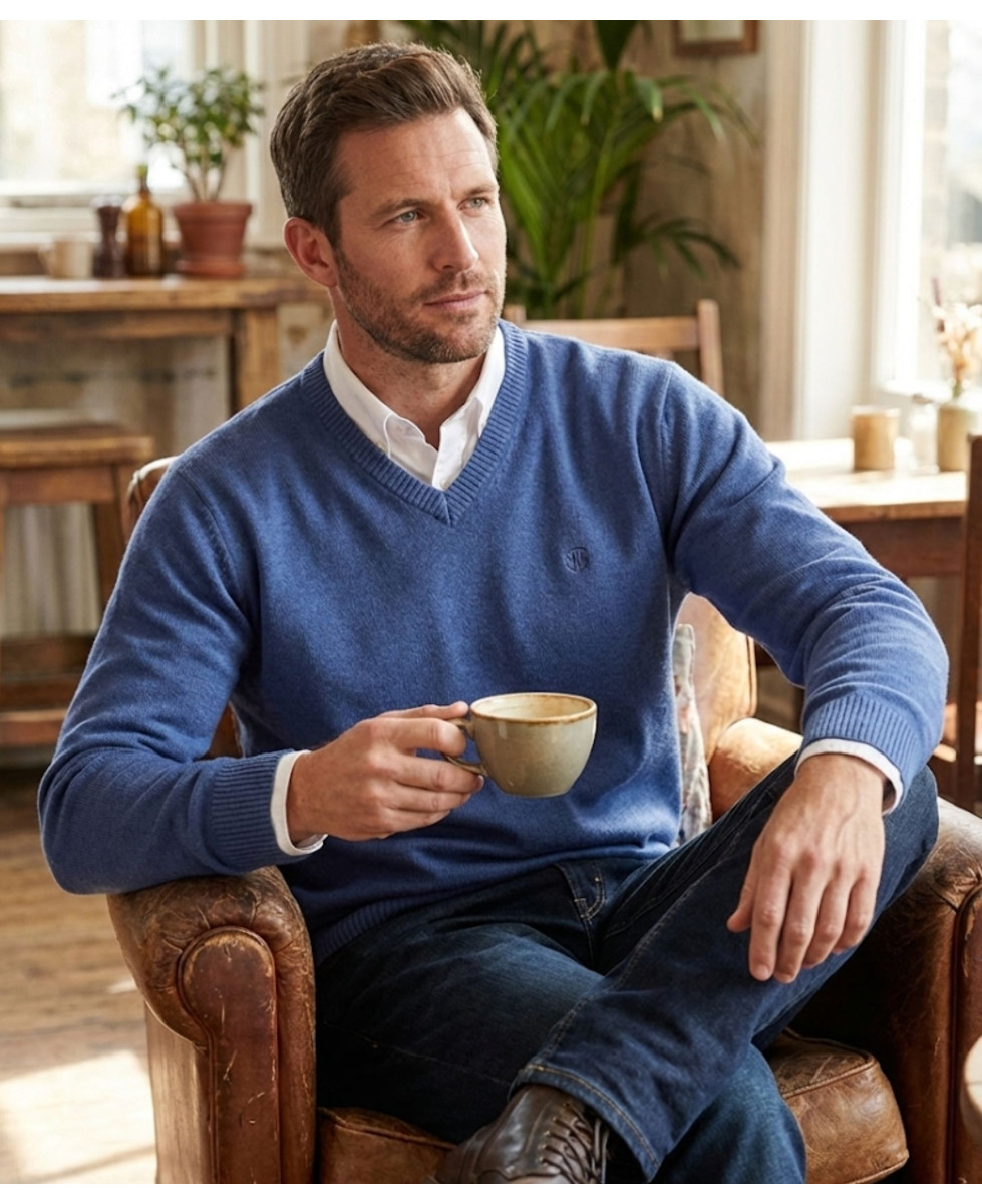 Pull col V avec laine PUL2004B