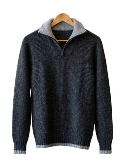 Pull homme col camionneur Mayflower gris – confort et style