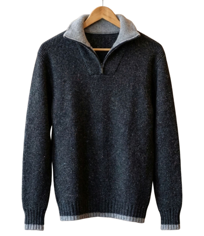 Pull homme col camionneur Mayflower gris – confort et style