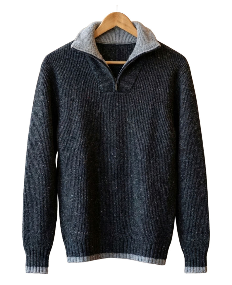 Pull homme col camionneur Mayflower gris – confort et style