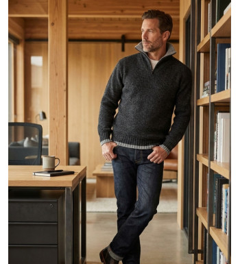 Pull homme col camionneur Mayflower gris – confort et style