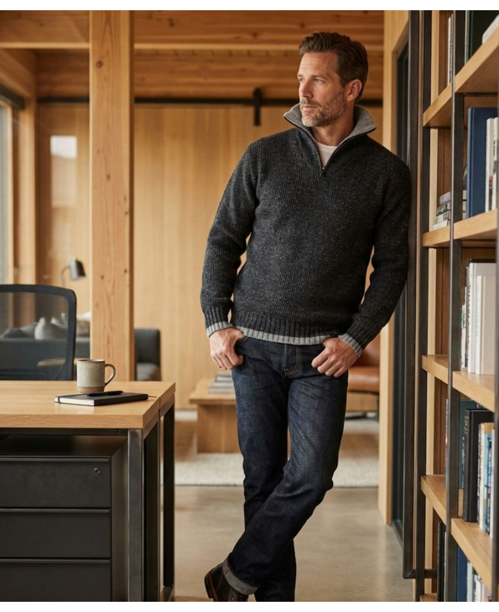 Pull homme col camionneur Mayflower gris – confort et style