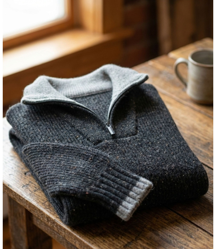 Pull homme col camionneur Mayflower gris – confort et style