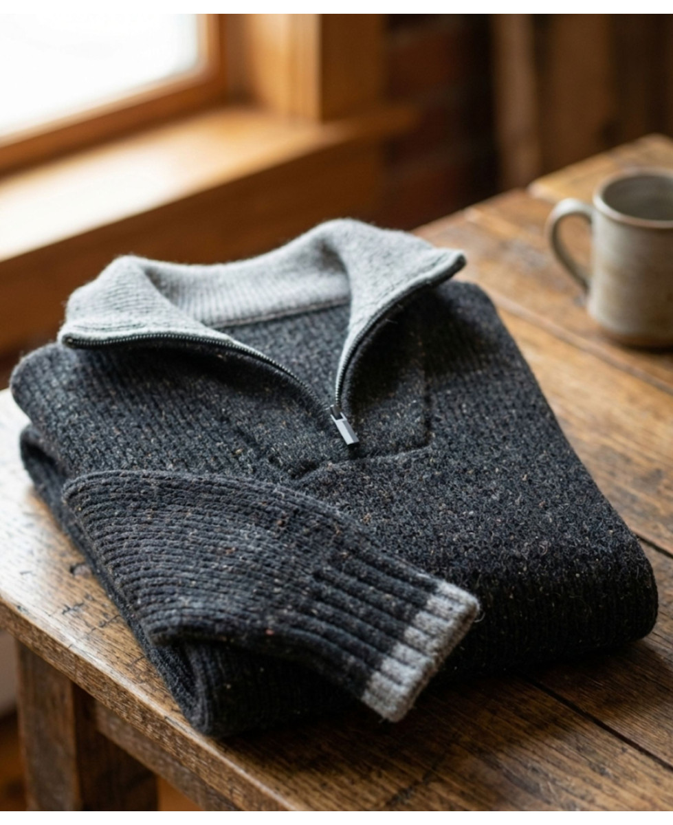 Pull homme col camionneur Mayflower gris – confort et style