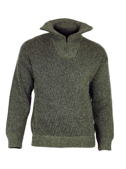 Pull col camionneur SEDETEX D143 – Vert kaki chiné chaud