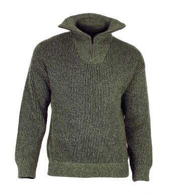 Pull col camionneur SEDETEX D143 – Vert kaki chiné chaud