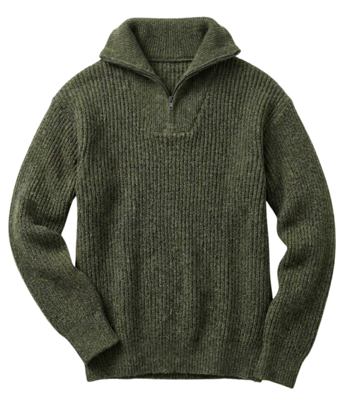 Pull col camionneur SEDETEX D143 – Vert kaki chiné chaud