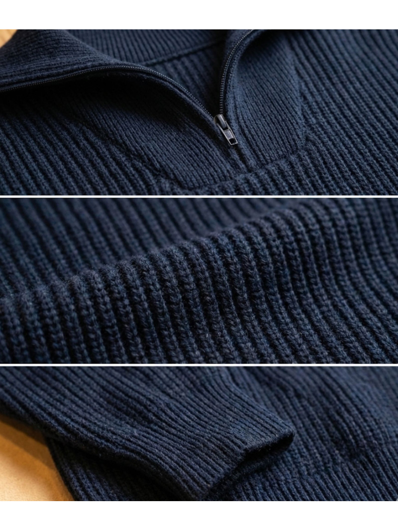 Pull col camionneur SEDETEX D142 – Bleu marine robuste