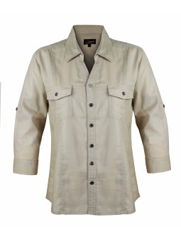 Chemisier Lin Coton Beige Femme | Chic & Naturel | Mode Directeat