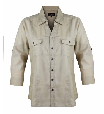 Chemisier Lin Coton Beige Femme | Chic & Naturel | Mode Directeat