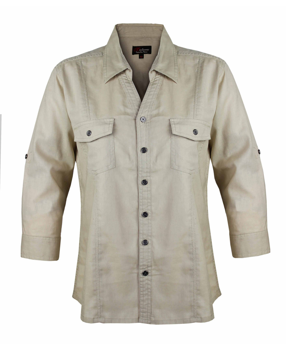 Chemisier Lin Coton Beige Femme | Chic & Naturel | Mode Directeat