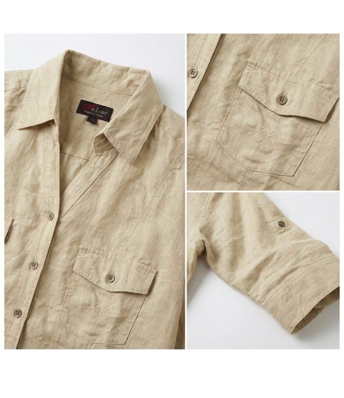 Chemisier Lin Coton Beige Femme | Chic & Naturel | Mode Directeat