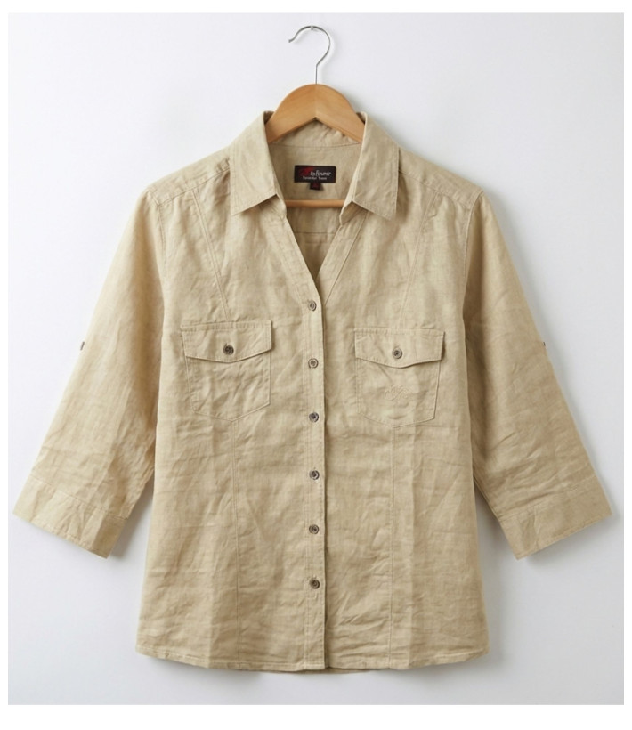 Chemisier Lin Coton Beige Femme | Chic & Naturel | Mode Directeat