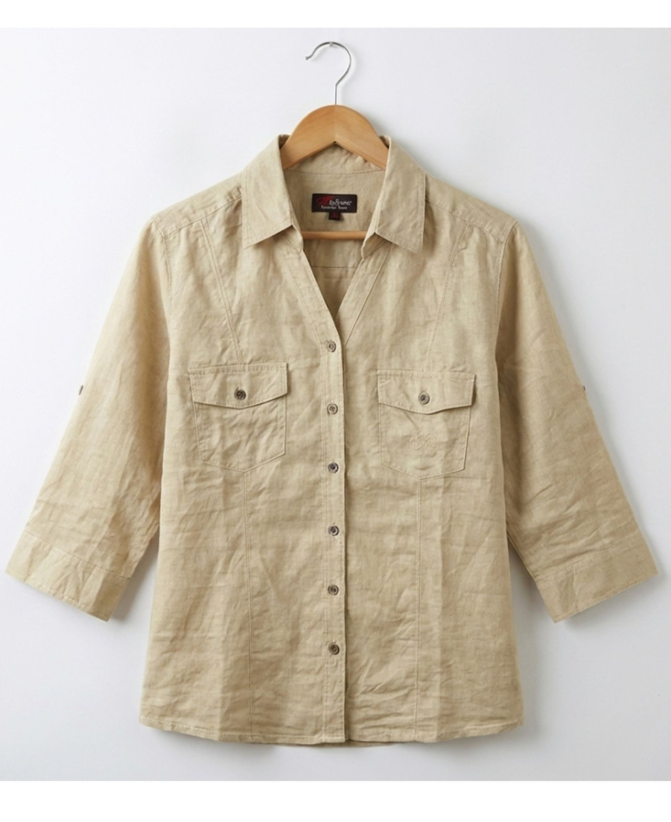 Chemisier Lin Coton Beige Femme | Chic & Naturel | Mode Directeat