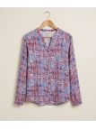 Chemisier Femme Imprimé Bleu et Rouge en Viscose Fluide