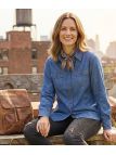 Chemisier Femme Jean Bleu Denim 100% Coton Boutons Bois