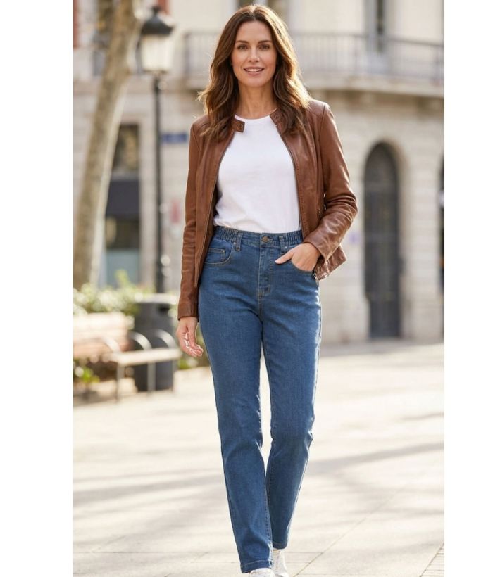 Jean Taille Haute Femme Bleu Stone Stretch & Confort Mayflower