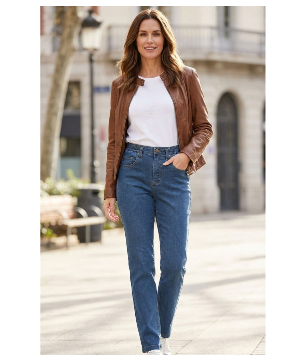 Jean Taille Haute Femme Bleu Stone Stretch & Confort Mayflower