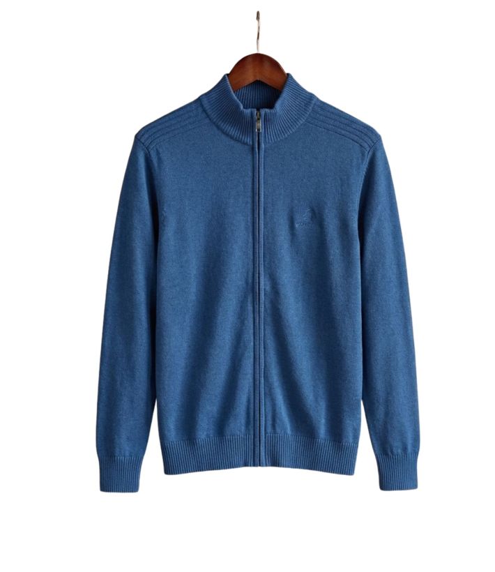 Cardigan Zippé Homme Bleu Winchester 100% Coton Doux & Confortable