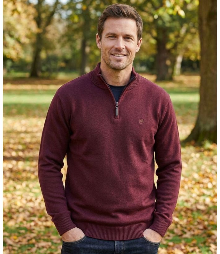 Pull col montant zippé avec laine PUL2005C