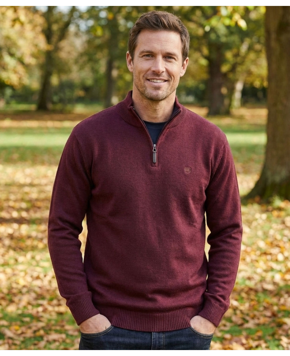 Pull col montant zippé avec laine PUL2005C