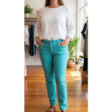 Pantalon Ultra Stretch Bleu Aqua – Effet Jean & Confort Absolu