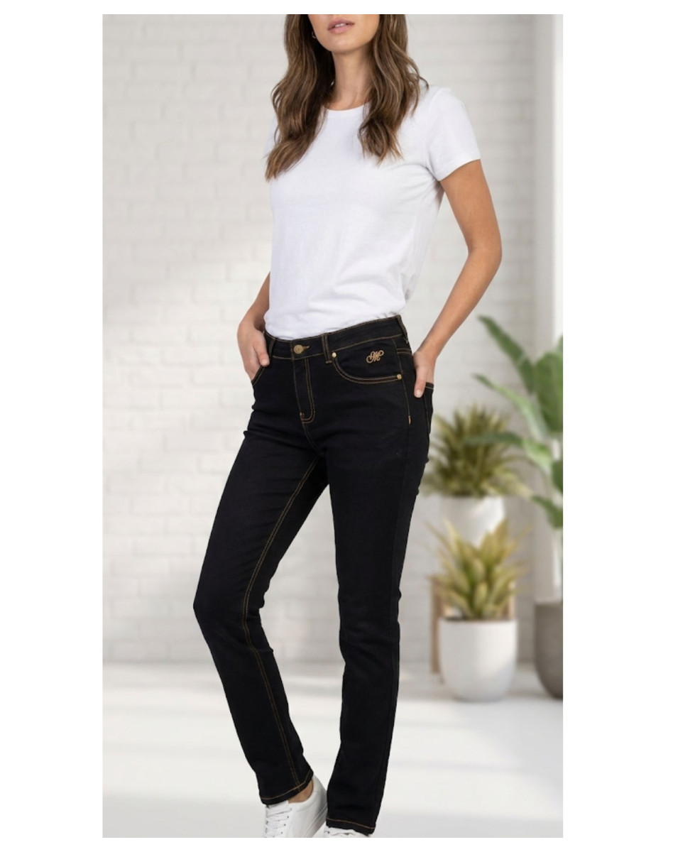 Pantalon Mayflower Claudia Noir : Jean Power Stretch Confort