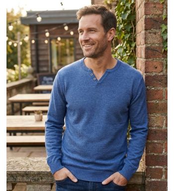 Pull Homme Col Boutonné Parvis1 – Maille Coton Mélangé Bleu