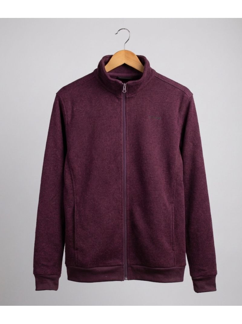 Cardigan Zippé Homme en Polaire Tricot Bordeaux – Col Montant & Coudières Suédine