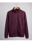 Cardigan Zippé Homme en Polaire Tricot Bordeaux – Col Montant & Coudières Suédine
