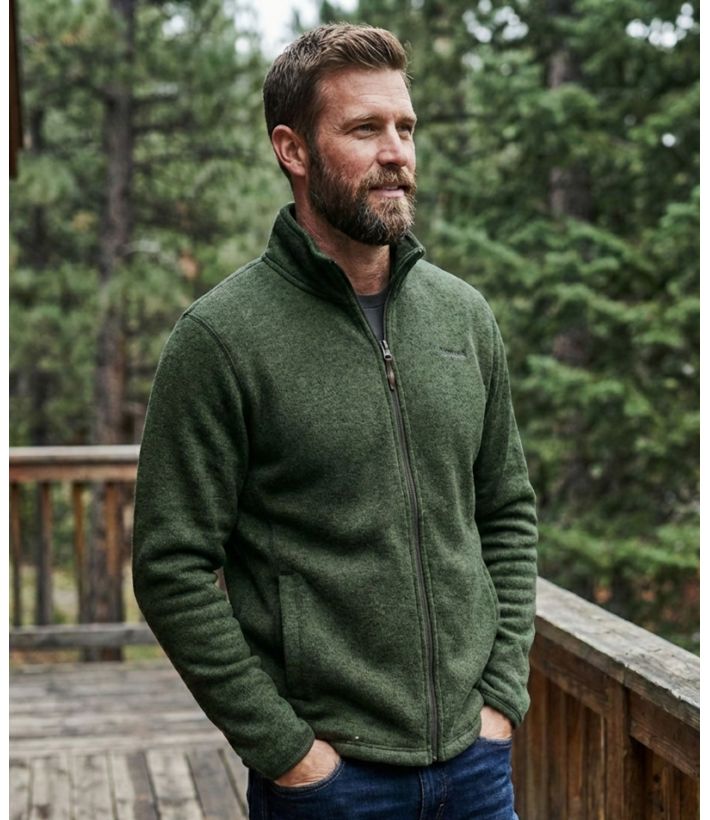 Cardigan Zippé Polaire Tricot Kaki Chiné – Col Montant & Coudières