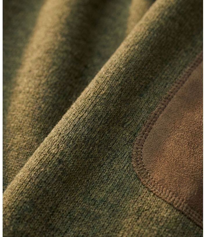 Cardigan Zippé Polaire Tricot Kaki Chiné – Col Montant & Coudières